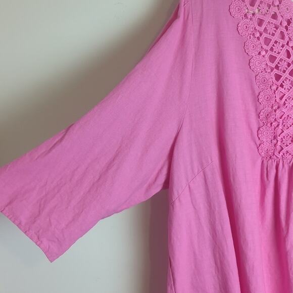 Adrienne Vittadini Tunic Blouse Women 3X Linen Rayon 3/4 Sleeve Lace Det… - Picture 5 of 8